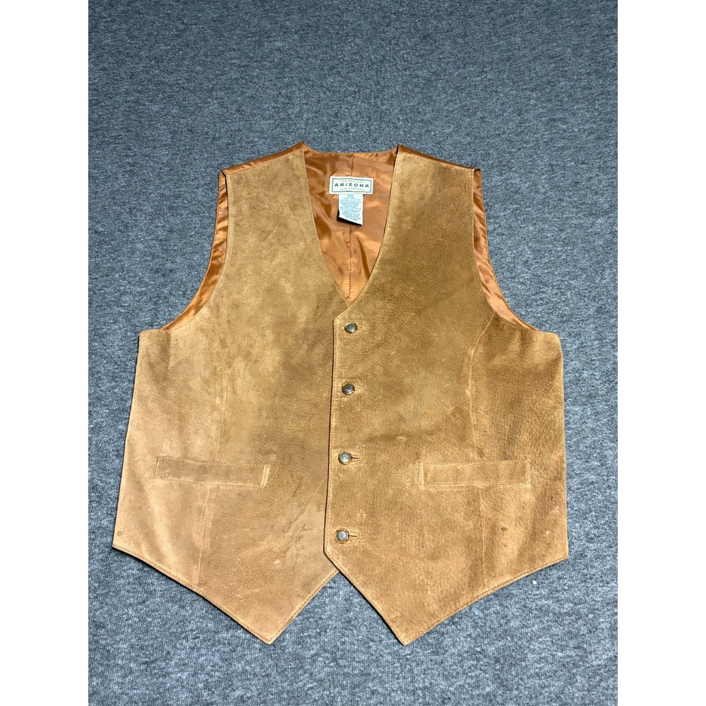 Vintage Arizona Jean Company Suede Vest Women Sm Brown Lined Lower Welt Pockets